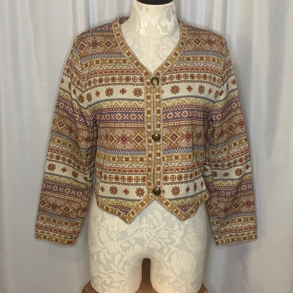 BOGNER Women's Large Red Printed Dress Jacket